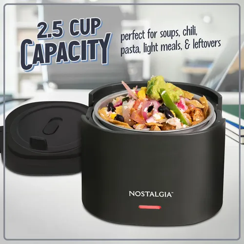 Miniatura 4 de Nostalgia Fiambrera portátil calentada – Calentador de alimentos de acero inoxidable de 2.5 tazas – Cable desmontable, tapa a prueba de fugas, asa