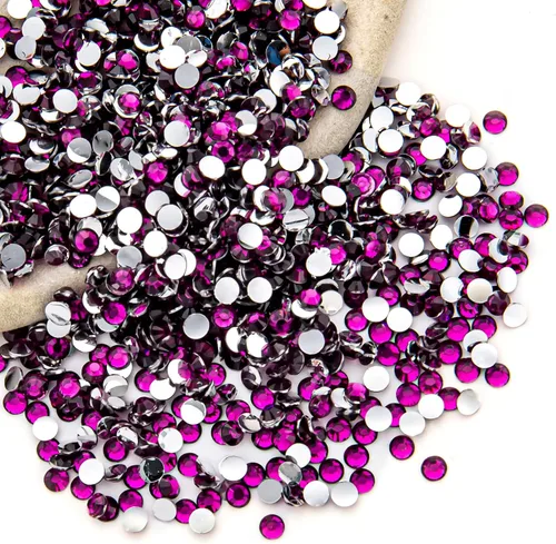 Miniatura 67 de Diamantes de imitación AB verdes a granel, 5000 piezas de diamantes de imitación de fondo plano redondos de gelatina AB sin fijación térmica, gemas