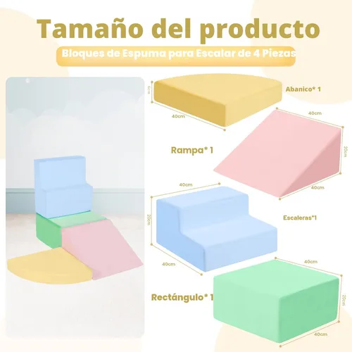 Miniatura 3 de CAMELUS Juguetes de escalada para niños de 1 año, bloques de escalada para bebés de espuma para niños pequeños, juego suave de 4 piezas para niños