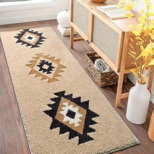 Miniatura 15 de DEXDE Alfombras de Baño Bohemias Marroquíes Alfombra de Baño 20x32 Pulgadas - Tapete de Baño Geométrico Antideslizante, Beige Crema Lavable a