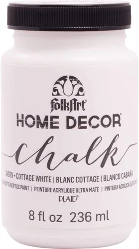 FolkArt Home Decor Chalk - Pintura acrílica para muebles y manualidades en varios colores, 8 onzas, blanco cabaña Cottage Blanco