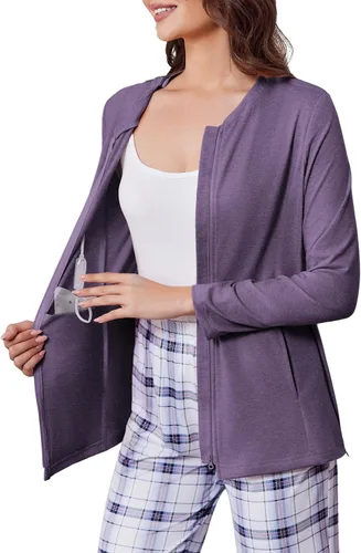 Miniatura 16 de Deyeek Camisas de mastectomía con bolsillos de drenaje, para después de la cirugía de hombro, tops para mujer de quimioterapia de manga larga