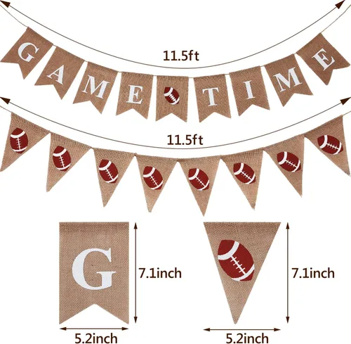 Miniatura 2 de 2 pancartas de arpillera de fútbol de 11.5 pies para colgar fiestas de fútbol, banderines para fiestas temáticas de cumpleaños, cuencos