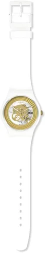 Miniatura 2 de Swatch Reloj de cuarzo blanco con anillos dorados de Gent BIO-SOURCED Blanco