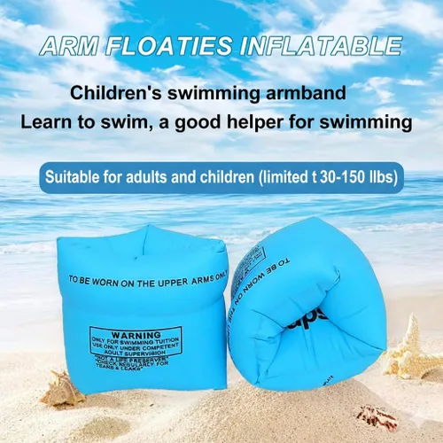 Miniatura 5 de 10Leccion Paquete de 2 flotadores inflables para brazos para niños pequeños, alas de agua inflables para niños, bandas de brazo de natación