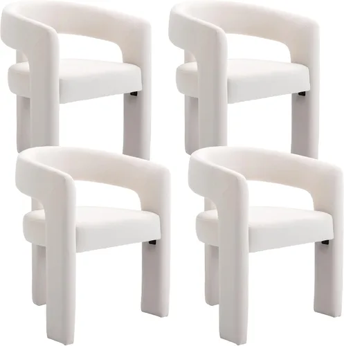 Miniatura 30 de BESTANO Sillas de comedor modernas tapizadas en terciopelo de vellón con respaldo abierto, lindas sillas laterales de barril, sillas de cocina