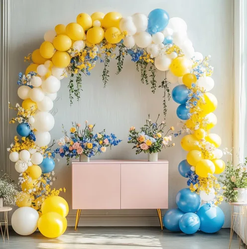 Miniatura 6 de RUBFAC Globos amarillos de diferentes tamaños, 105 piezas de 5/10/12/18 pulgadas, kit de guirnalda de globos amarillos para bodas, baby shower