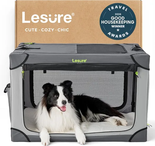 Miniatura 12 de Lesure Shown on TODAY Show Jaula Suave Plegable para Perros - Jaula de Viaje Portátil de 30 Pulgadas para Perros Medianos Interior y Exterior