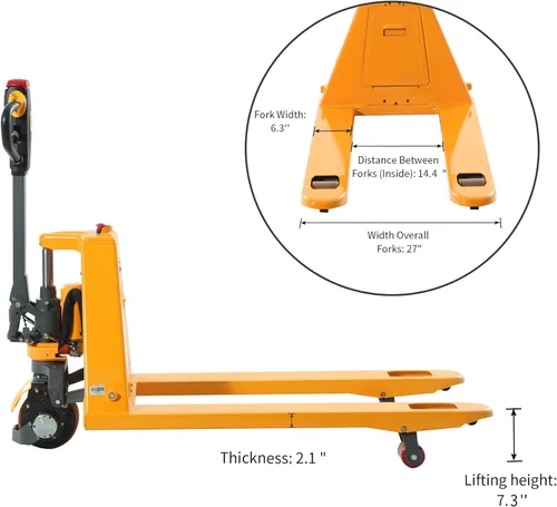 Miniatura 3 de APOLLOLIFT Carretilla de palets eléctrica, camión con batería de litio, montacargas totalmente alimentados con capacidad de 3300 libras, horquillas