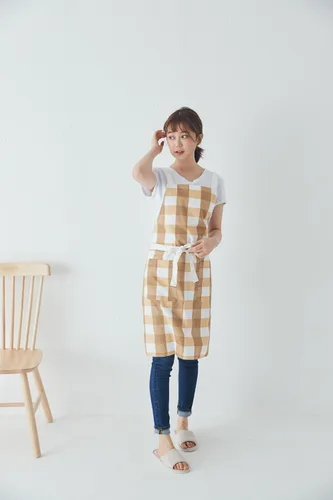 Miniatura 46 de Jeelow Delantal de cocina de algodón o sarga de algodón para hombres y mujeres, ajustable con bolsillos ajustables