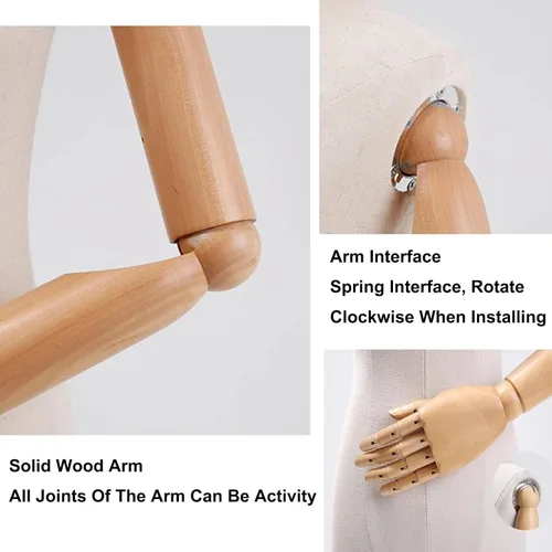 Miniatura 4 de Vestido de maniquí femenino con forma de torso, maniquí de sastres con junta flexible, cuerpo de maniquí de altura ajustable con soporte de trípode