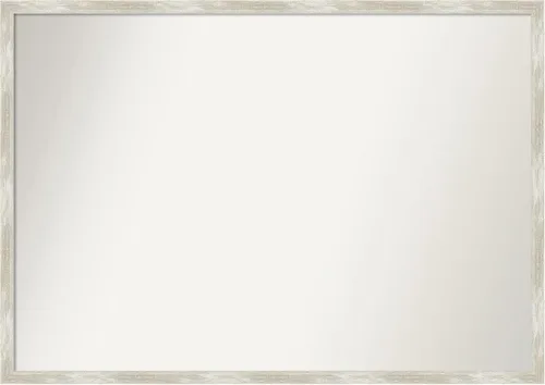 Amanti Art Espejo de baño plateado para sobre fregadero, 34 x 48 pulgadas, espejo de tocador rectangular estrecho metálico agrietado, marco de