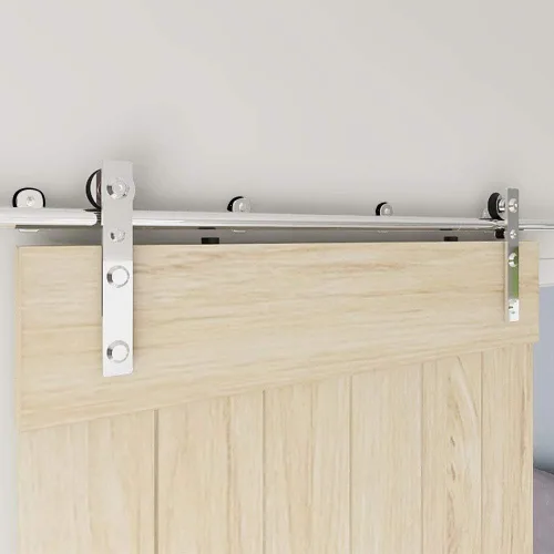 Miniatura 8 de TSMST Kit de herrajes para puerta corrediza de granero de 6.6 pies, riel de puerta de granero resistente de acero inoxidable para montaje superior