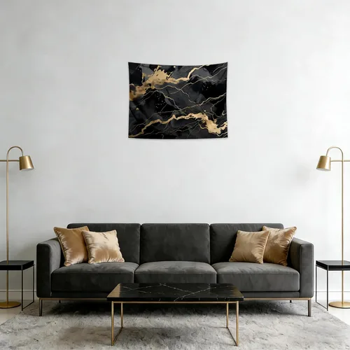 QGHOT Black and Gold Marble Tapestry Wall Hanging Modern Abstract Black Tapestry for Bedroom Living Room Wall Art Decor 37.4" x 28.7"