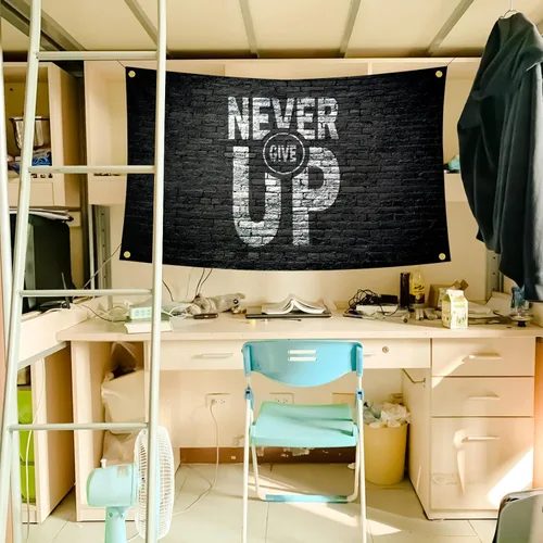 Miniatura 5 de Bandera inspiradora con citas motivacionales que nunca te rindas, tapiz decorativo de pared de 3 x 5 pies, dormitorio universitario, gimnasio