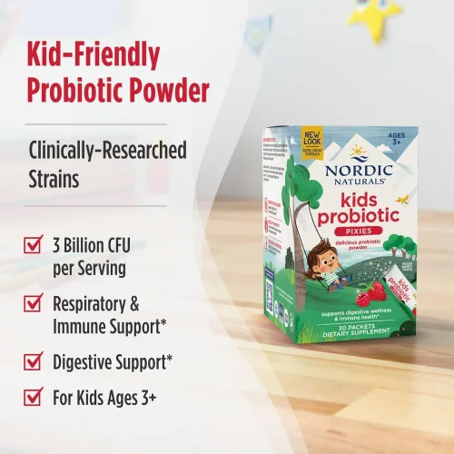 Miniatura 3 de Nordic Naturals Polvo probiótico de fusión rápida para niños, bayas mixtas, 30 paquetes, 3 mil millones de UFC, bienestar digestivo, apoyo
