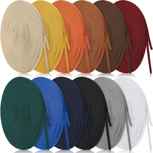 Miniatura 7 de WILLBOND 12 rollos de banda elástica colorida plegable, cordón elástico resistente, banda plana tejida para costura, manualidades, DIY, puños