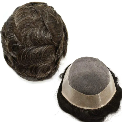 Miniatura 76 de LOVIN - Sistema de cabello humano para hombres, postizo fino de encaje mono para hombre, prótesis masculina de piel de polietileno alrededor