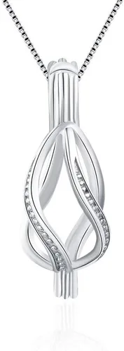 Colgante de jaula de plata esterlina para mujer, diseño de gota de agua torcida, fabricación de joyas de perlas, medallón difusor de aceite esencial