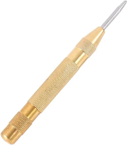 Miniatura 6 de Herramienta de perforación central semiautomática, cuerpo de latón con resorte, punzón central con punta Hss para vidrio, metal y madera