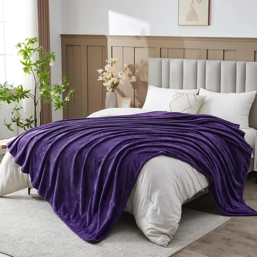 Miniatura 36 de NEWCOSPLAY Manta de Tiro Súper Suave Aqua Franela Sedosa Premium Fleece con Patrón de Hojas Ligera Manta de Cama para Uso en Todas las Estaciones