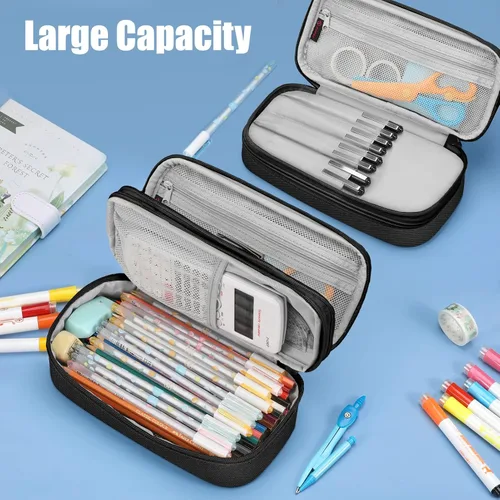 Miniatura 3 de FINPAC Estuche para lápices, caja de lápices de gran capacidad, organizador de almacenamiento de artículos de papelería para mujeres, hombres