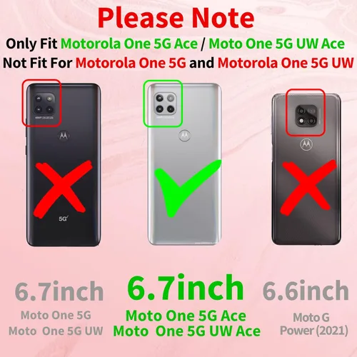 Miniatura 2 de Petitian Funda para Motorola Moto One 5G ACE para mujeres y niñas, con forma de corazón, bonita estética femenina (3 en 1), diseño de corazones