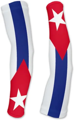 Manguitos de compresión de la bandera de Cuba Protección UV Unisex - Caminar - Ciclismo - Running - Golf - Béisbol - Baloncesto