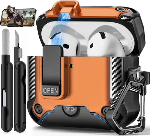 Miniatura 23 de Funda para AirPods Pro de 2 generación con soporte para teléfono, diseño de interruptor automático de protección completa contra caídas con kit