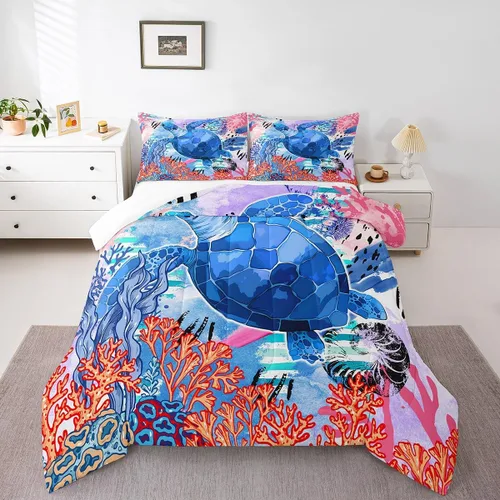 Miniatura 11 de jejeloiu Juego de edredón con patrón de corona, edredón estampado King y Queen para niños y adolescentes, juego de ropa de cama moderno de arte