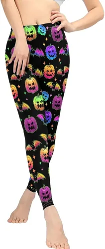 Miniatura 4 de Leggings de longitud flexible para mujer, pantalones suaves con estampado de flores de calavera colorida