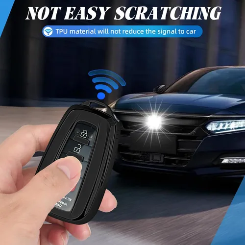Miniatura 3 de MILD EAST - Funda para llavero de Toyota con llavero de cuero, estuche remoto envolvente de TPU premium compatible con Toyota Avalon Highlander