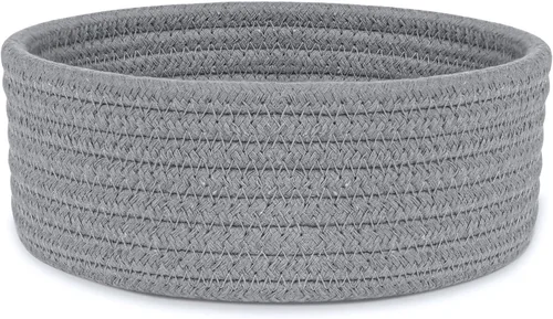 Miniatura 6 de ABenkle Cesta Tejida Pequeña, Cestas de Almacenamiento Pequeñas Vacías y Poco Profundas, Mini Cestas de Cuerda de Algodón, Cesta Decorativa Redonda