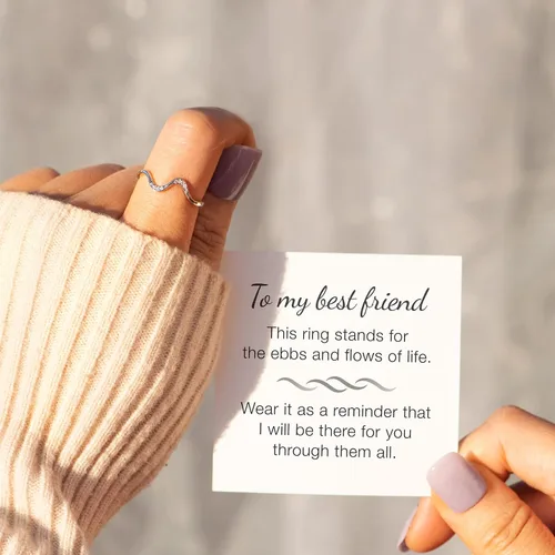 Miniatura 2 de STORYJEWELLERY Friendship Wave Ring, Best Friend Rings, Silver Ocean Wave Ring for Women, Best Friend Birthday Gifts for Women, Friendship Gifts for
