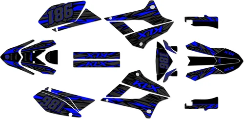 Kit de gráficos para Kawasaki KLX250 2008-2020 y KLX300SM 2021-2023 Twitch Series Azul 9 mil - Easy Go - Adhesivo para motocicleta Dirt Pit Bike,