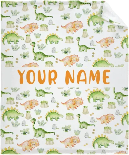 Miniatura 18 de Manta Personalizada con Nombre de Dinosaurio Regalos Personalizados Mantas de Franela Súper Suaves y Ligeras Manta para Niños, Adultos, Adecuada