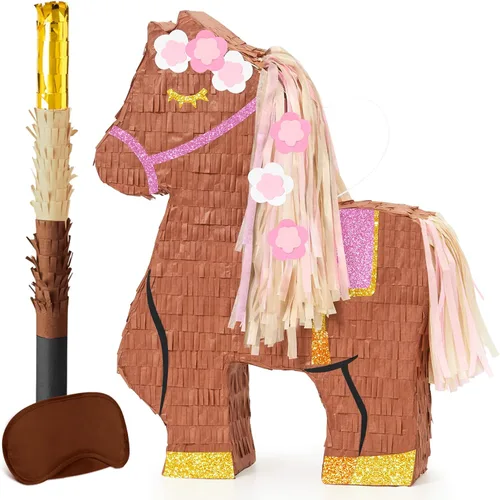 Miniatura 119 de WERNNSAI - Piñata de sirena plegable, piñata de cumpleaños con flecos que incluye cuerda para jalar, venda y bate. Decoraciones