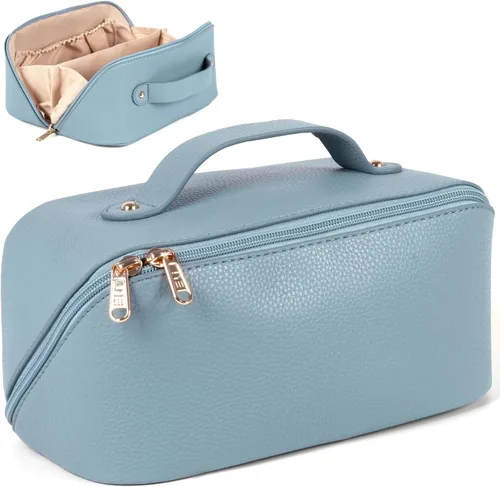 Miniatura 12 de MAMUNU - Bolsa de cosméticos de gran capacidad, bolsa de almacenamiento de cosméticos de viaje con asa, bolsa de cosméticos portátil con cremallera