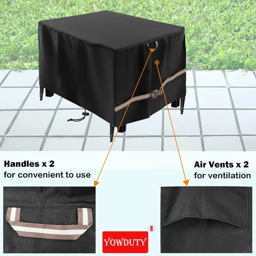 Miniatura 6 de Funda rectangular para mesa de fogata de gas propano de 44x28x24 pulgadas, impermeable de servicio pesado 600D, funda rectangular para chimenea