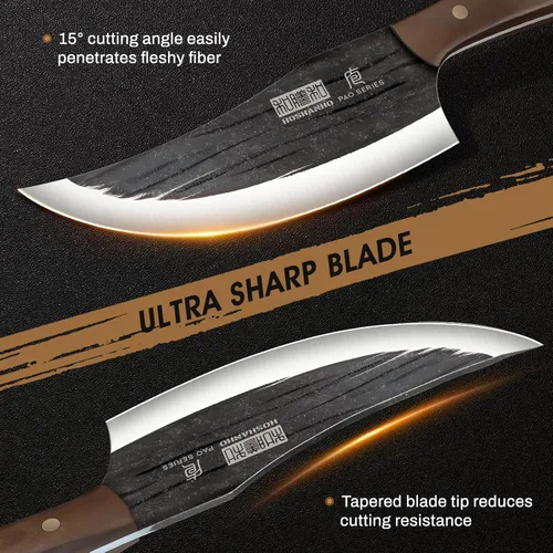 Miniatura 2 de HOSHANHO - Cuchillo vikingo de 6 pulgadas, cuchillo de chef de cocina japonés de acero de alto carbono, cuchillo de carnicero forjado a mano
