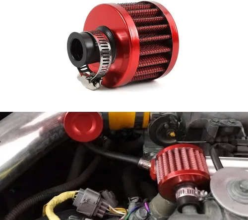 Miniatura 14 de 2 piezas de filtro de aire de entrada de aire frío con respiradero de 12 mm, filtro de respiración para tapa de válvulas para automóvil y Negro