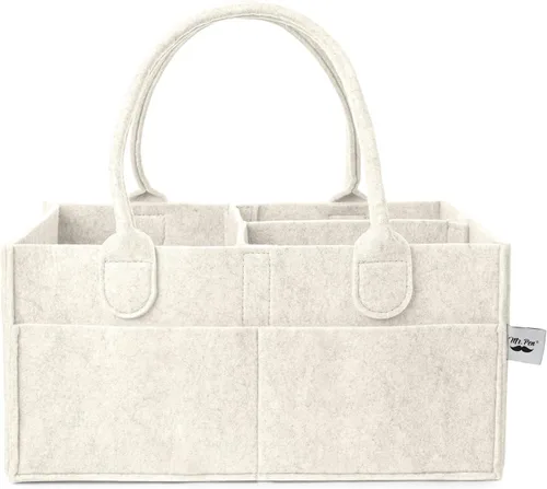 Mr. Pen- Organizador de pañales para bebé, beige, mediano | Contenedor de almacenamiento de guardería y organizador de coche para pañales y