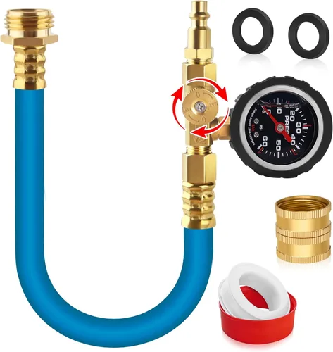 Miniatura 10 de Kit de invierno para RV mejorado Boltigen, manguera de invierno de 17'' para RV con medidor de presión de aceite y válvula de control, kit de Negro