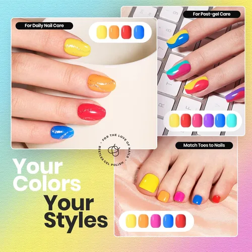 Miniatura 4 de Beetles - Juego de esmaltes de uñas de neón – Kit de esmalte de uñas de secado rápido, 12 colores, rosa intenso, verde, azul, amarillo, rojo, secado