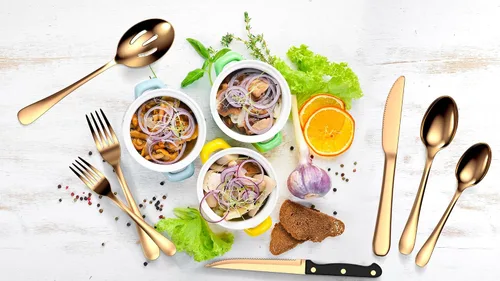 Miniatura 2 de Tribal Cooking Juego de cubiertos dorados de 49 piezas – Servicio para 8 – Juego de cubiertos de acero inoxidable dorado – Juego de cubiertos