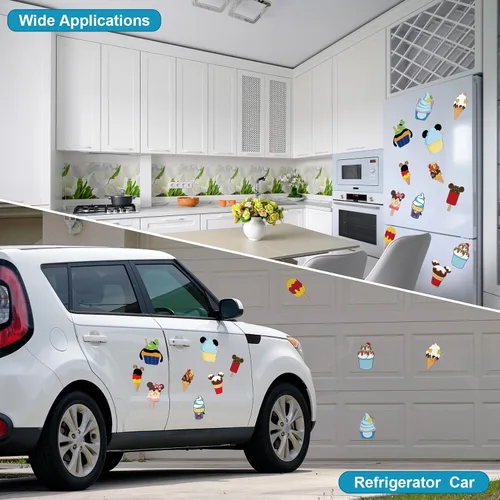 Miniatura 4 de 12 calcomanías para puerta de crucero de ratón, para nevera, refrigerador, lindo imán de helado para puerta de automóvil, nevera, pizarras blancas