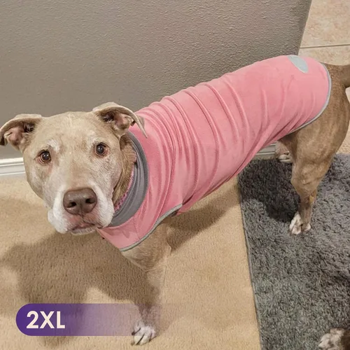 Miniatura 3 de cyeollo Paquete de 2 suéteres elásticos de forro polar para perro, chaqueta reflectante de invierno para perros, suéteres para perros medianos