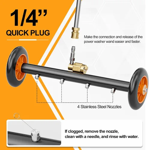 Miniatura 6 de SPECILITE Accesorio de lavadora a presión del tren de rodaje de 16 pulgadas para agua fría y caliente máx. 212 ℉, escoba de agua con 3 varitas