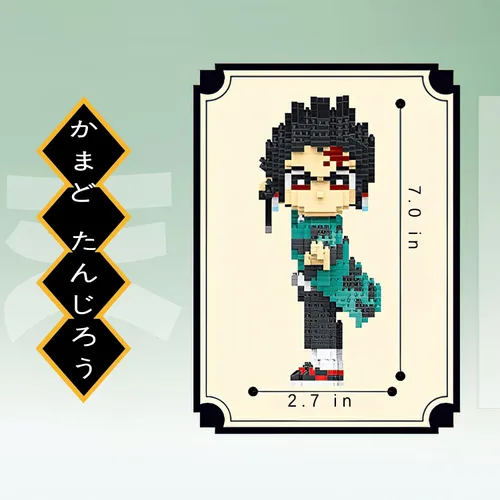 Miniatura 6 de MACTANO Figura de Demonio de Anime Micro Mini Conjunto de Construcción de Tanjiro Kamado del Cazador de Demonios, Juego de Construcción de Bloques