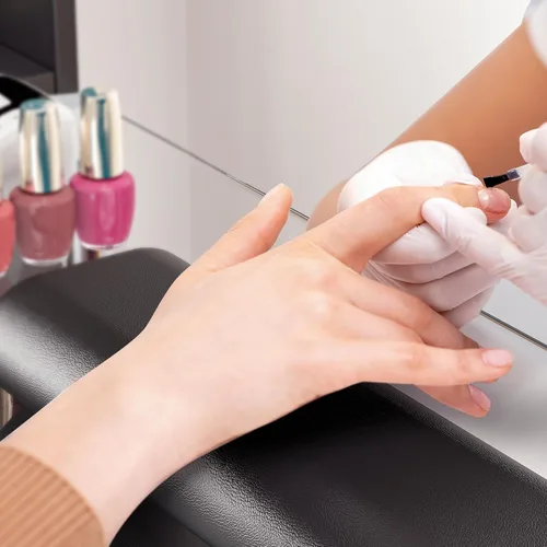 Miniatura 9 de Mesa de manicura con parte superior de vidrio para tecnología de uñas, estación de escritorio resistente a acetona con cajones de almacenamiento